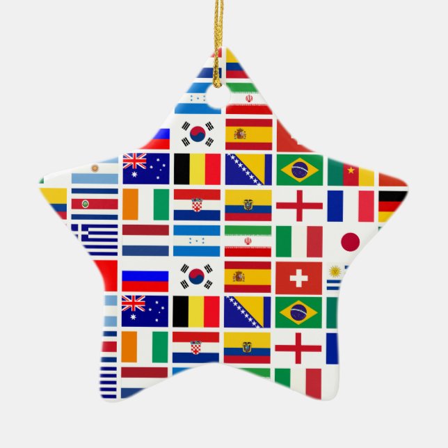 SOCCER 2014 pattern Ceramic Tree Decoration (Front)