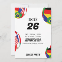Soccer 2026 Global Flags Birthday Party Invite