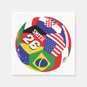 Soccer 2026 Global Flags Custom Name Napkins