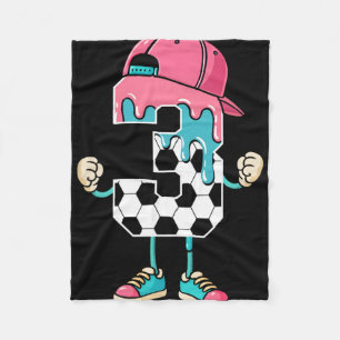Soccer 3 Year Old Ice Cream Drip Youth 3rd Birthda Fleece Blanket