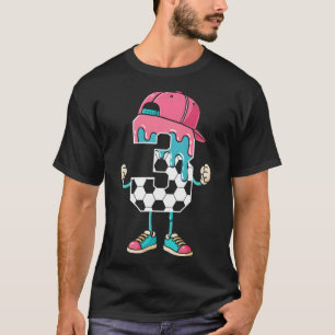 Soccer 3 Year Old Ice Cream Drip Youth 3rd Birthda T-Shirt
