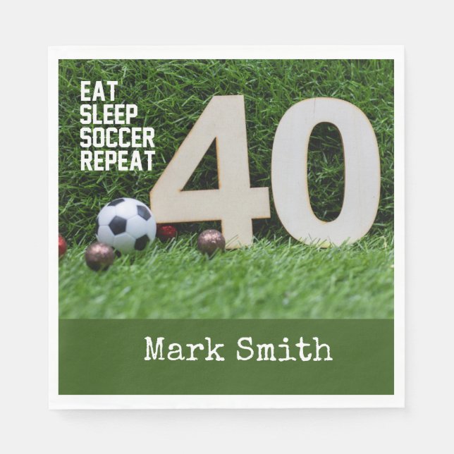 Soccer 40th Birthday Party  Napkin (Front)