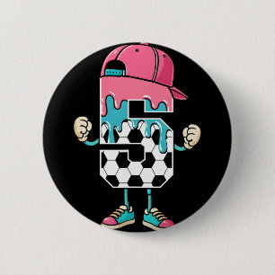 Soccer 5 Year Old Ice Cream Drip Youth 5th Birthda 6 Cm Round Badge