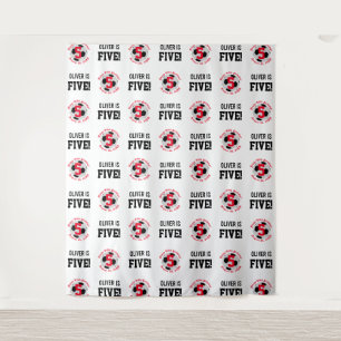 Soccer 5th Birthday Boys   Step Repeat Backdrop Tapestry