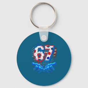 Soccer 67 six seven 4th of july red white blue dri key ring