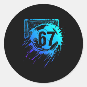 Soccer 67 Six Seven Cool Number Funny Football Mem Classic Round Sticker