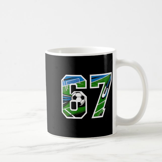 Soccer 67 Six Seven Funny Gen Alpha Meme  Coffee Mug (Right)