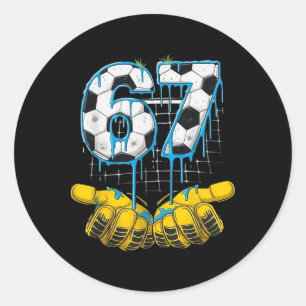 Soccer 67 Six Seven Funny Gen-alpha Meme Drip Kids Classic Round Sticker