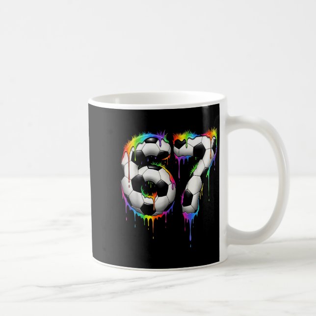 Soccer 67 Six Seven Funny Gen Alpha Meme Rainbow D Coffee Mug (Right)