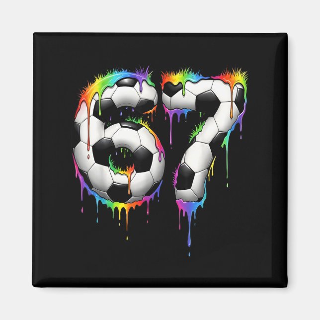 Soccer 67 Six Seven Funny Gen Alpha Meme Rainbow D Magnet (Front)