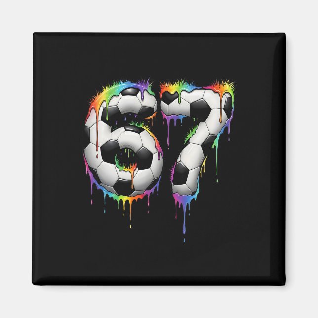 Soccer 67 Six Seven Funny Gen Alpha Meme Rainbow D Magnet (Front)