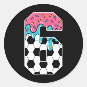 Soccer 6 Year Old Ice Cream Drip Youth 6th Birthda Classic Round Sticker