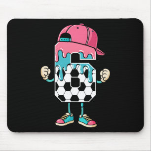 Soccer 6 Year Old Ice Cream Drip Youth 6th Birthda Mouse Pad