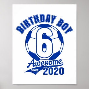 Soccer 6th Birthday Boy Kids Sports Footll Party G Poster