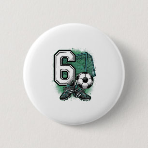 Soccer 6th Birthday Vintage Engraving Shirt Design 6 Cm Round Badge