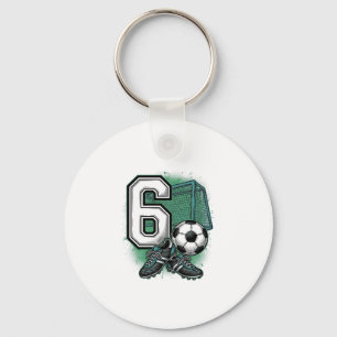 Soccer 6th Birthday Vintage Engraving Shirt Design Key Ring