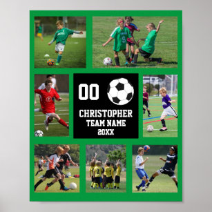 Soccer 7 photo collage Green team name poster