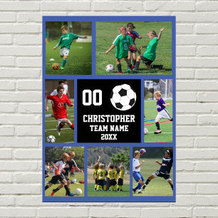 Soccer 7 photo collage - Name, team, number year Poster