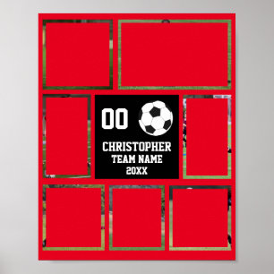 Soccer 7 photo collage Red team name poster