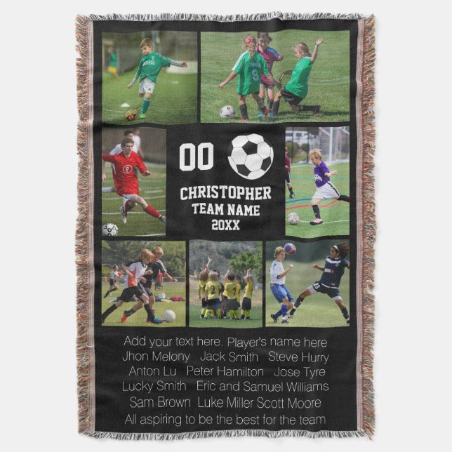 Soccer 7 photo collage throw blanket (Front Vertical)