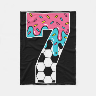 Soccer 7 Year Old Ice Cream Drip Youth 7th Birthda Fleece Blanket