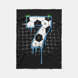 Soccer 7 Year Old Ice Cream Drip Youth 7th Birthda Fleece Blanket