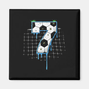 Soccer 7 Year Old Ice Cream Drip Youth 7th Birthda Magnet