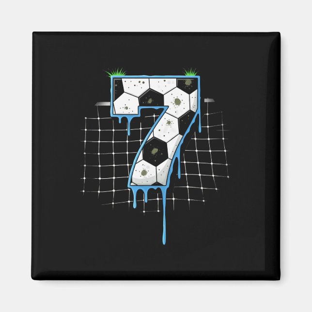 Soccer 7 Year Old Ice Cream Drip Youth 7th Birthda Magnet (Front)