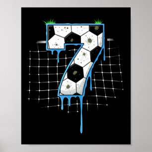 Soccer 7 Year Old Ice Cream Drip Youth 7th Birthda Poster