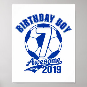 Soccer 7th Birthday Boy Kids Sports Footll Party G Poster