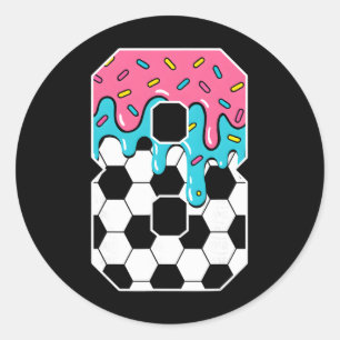 Soccer 8 Year Old Ice Cream Drip Youth 8th Birthda Classic Round Sticker