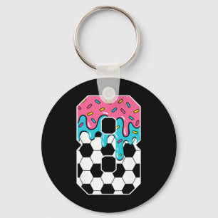 Soccer 8 Year Old Ice Cream Drip Youth 8th Birthda Key Ring