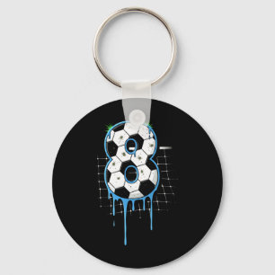 Soccer 8 Year Old Ice Cream Drip Youth 8th Birthda Key Ring
