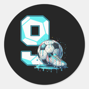 Soccer 9th Birthday 9 Year Old Ice Cream Drip Bday Classic Round Sticker