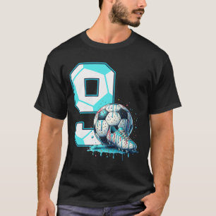 Soccer 9th Birthday 9 Year Old Ice Cream Drip Bday T-Shirt