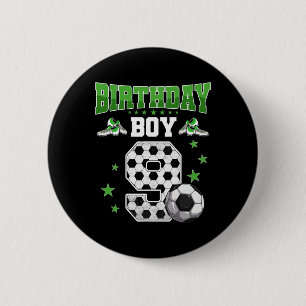 Soccer 9th Birthday Boy 9 Year Old Sport 9yr Boys 6 Cm Round Badge