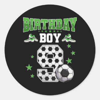 Soccer 9th Birthday Boy 9 Year Old Sport 9yr Boys  Classic Round Sticker