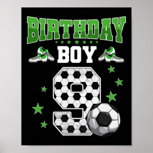 Soccer 9th Birthday Boy 9 Year Old Sport 9yr Boys Poster