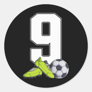 Soccer 9th Birthday Footller Boys Kids 9 Year Old Classic Round Sticker