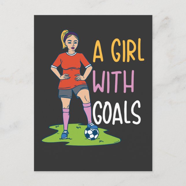 Soccer - A Girl With Goals Postcard (Front)