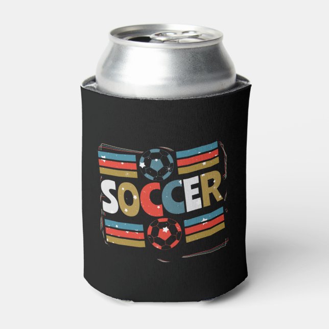Soccer Abstract Word Art - Minimalist Can Cooler (Can Front)
