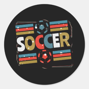 Soccer Abstract Word Art - Minimalist Classic Round Sticker