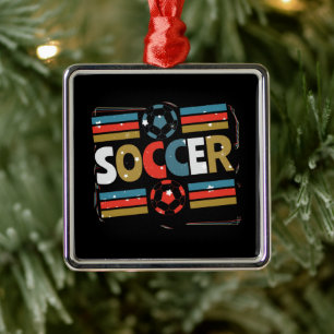Soccer Abstract Word Art - Minimalist Metal Ornament