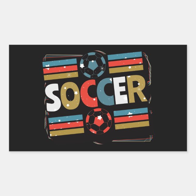 Soccer Abstract Word Art - Minimalist Rectangular Sticker (Front)