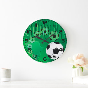 Soccer Africa Bold Green Football Large Clock