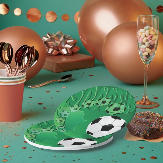 Soccer Africa Bold Green Football Paper Plate (Creator Uploaded)
