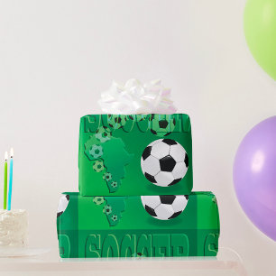 Soccer Africa Bold Green Football Wrapping Paper