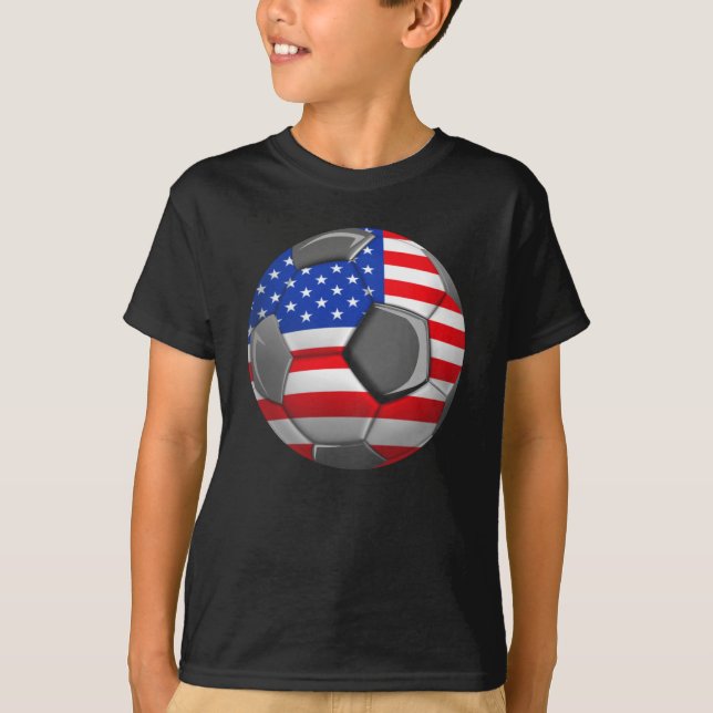 Soccer American Flag 4th of July Independence Day T-Shirt (Front)