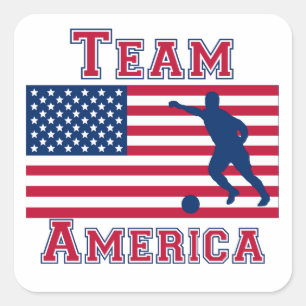 Soccer American Flag Team America Square Sticker
