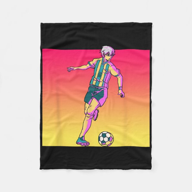 Soccer Anime Boy Japanese Otaku Weeb  Fleece Blanket (Front)
